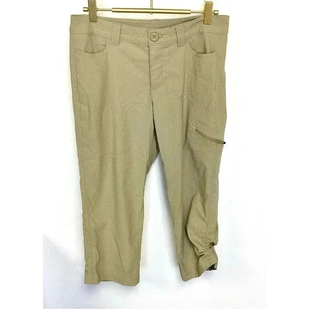 Eddie Bauer Womens Tan Relaxed Fit Capri Cropped Outdoor Pants Size 4
